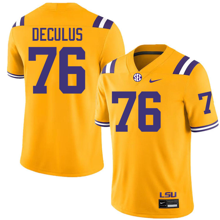 Austin Deculus LSU Tigers Jersey,Louisiana State University Tigers Football Jersey-Gold